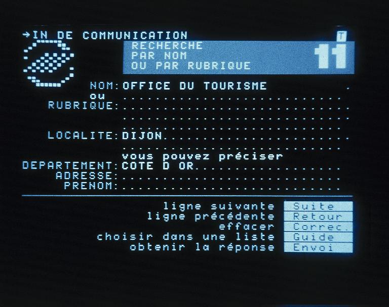 a digital communications menu, written in french.